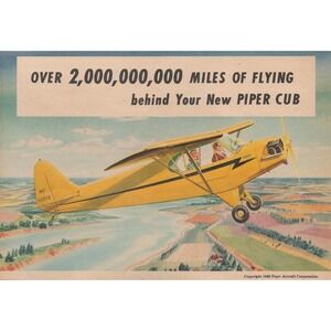 1946 Piper Cub Vintage Print Ad 2 Million Miles of Flying Mid Century Aircraft
